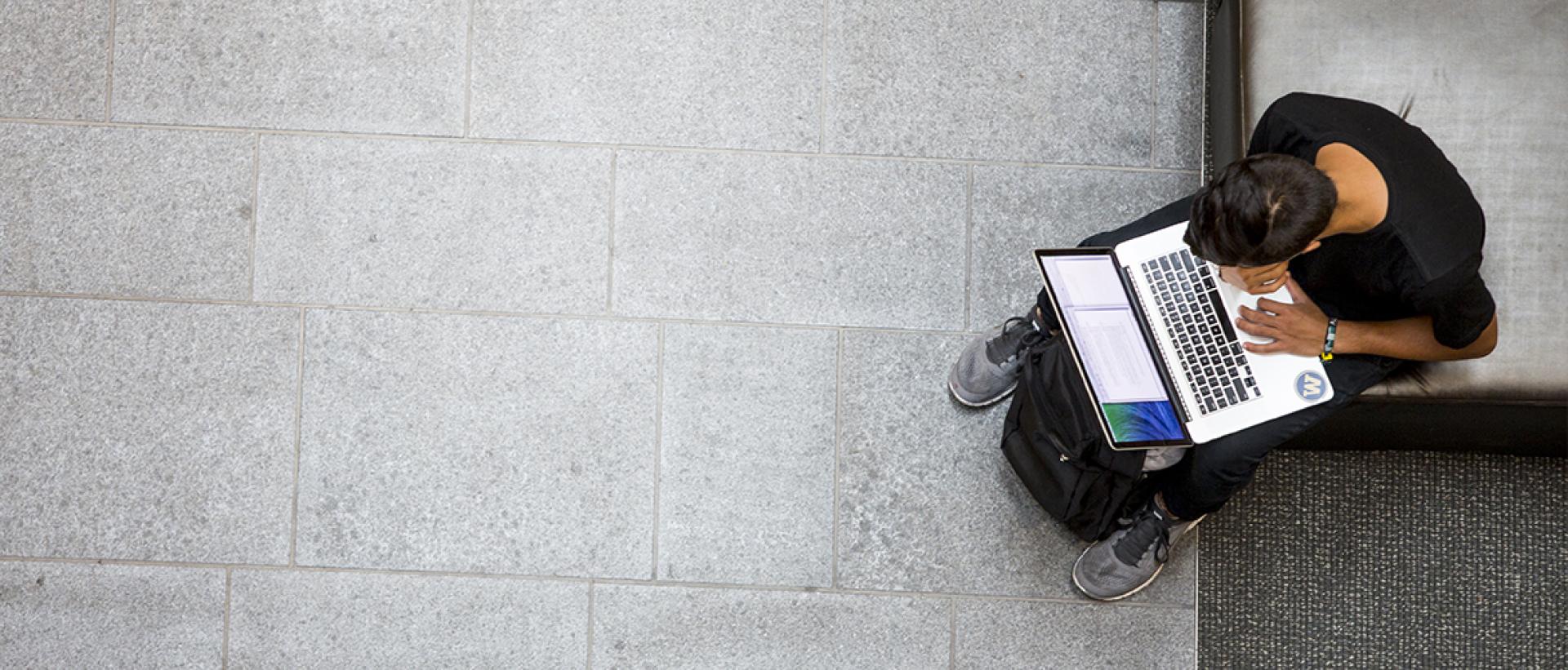 Photo of student on laptop computer